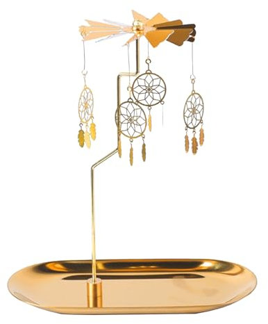 UIYIHIF Rotierender Kerzenhalter mit Tablett, Traumfänger, Drehende Teelichter, Kerzenhalter, Tischdekoration für Hochzeiten, Kamindekoration, (C)