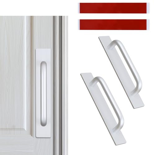 Tiradores Cocina, Tirador Armario, Tiradores Muebles de Cocina, 2 Tiradores Autoadhesivos para Muebles, Tiradores de Aluminio, Sin Taladrar, 148 Mm, Plateado