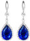 Linawe Schmuck Ohrringe Silber, Ohrringe Blau Saphir Royalblau Ohrringe Hängend, Ohrringe Blauer Stein, Schleifen Ohrringe Kristall Diamant Diamanten Modeschmuck Ohrringe