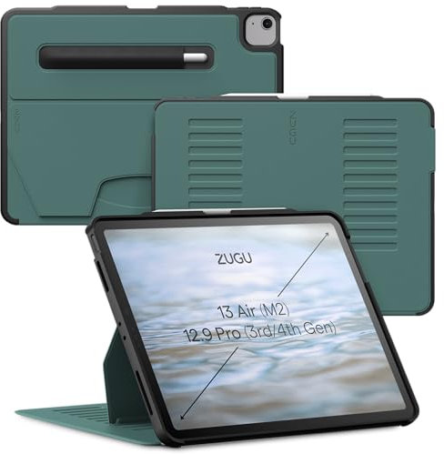 ZUGU CASE for iPad Air Case 13 Inch M3 2025 & M2 2024 / iPad Pro 12.9 inch (3rd/4th Gen), Slim Protective Cover with Apple Pencil Holder, 10 Viewing Angles Auto Wake/Sleep (Pine)