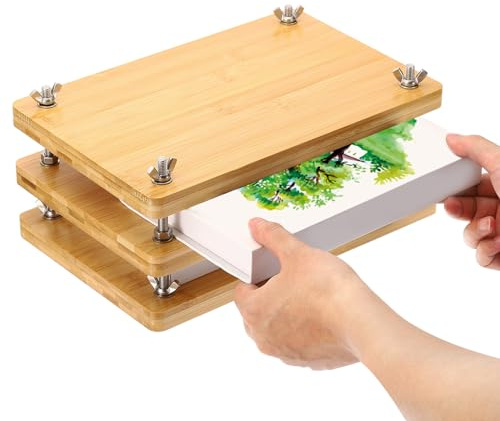 PATIKIL Holz Buch Presse 11.5x7.9 Tragbare Bambus Buch Presse Buchbinde Maschine Gerät Kits für Buch Binde Zubehör Handgemachte Papier Presse Holz