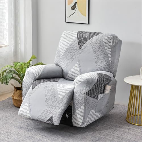 FANSU Housse de Fauteuil Relax Extensible 1/2/3 Places Mode Housse de Fauteuil Relax Inclinable Electrique avec Poche, Lavable Protege de Meubles pour Canapé Inclinable (Gris,1 Places)