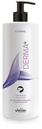Record Charme Derma+ Delicate Shampoo für Hunde; Ideal für kurzes und rasiertes Fell sowie empfindliche Haut; Professionelles Hundeshampoo mit Teebaumöl. Hergestellt in Italien, 1 l