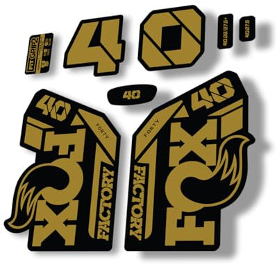 Gabel Ersatz Aufkleber kompatibel für Fox 40 2021 Serie Gold (matt)