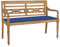 JUDYY Batavia-Gartenbank mit Königsblauem Kissen, Gartenbänke, Sitzbank Outdoor, Parkbank, Garten Bank Für Draussen, Outdoor Deko Wetterfest, 120 cm Teak Massiv