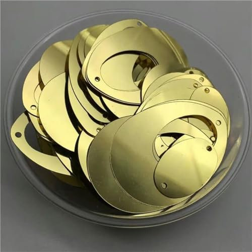 50 g Hologramm, flach, oval, Ei-Ohrringform, PVC, lose Pailletten, Pailletten zum Nähen, Hochzeit, Basteln und Dekorieren für Stoff, Hellgold
