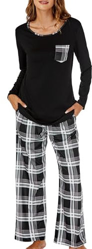 JCQIGOA Pigiama Donna Manica Lunga Pigiama Donna Lungo Set Pezzi Loungewear Pigiama da Notte Lungo Pigiama da Notte
