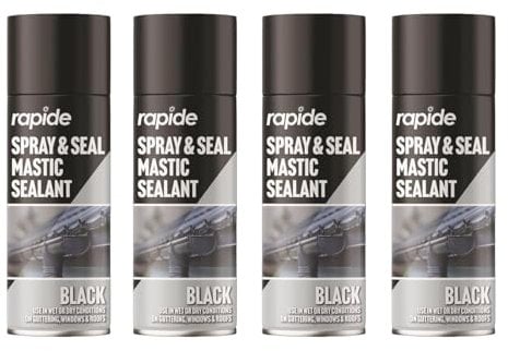 DIOXSTAR Black Spray, Seal Mastic Black Spray, Repair Cracks Roofs Window, Waterproof Barrier, Suitable for Variety, Long-Term Protection, Simple Application, 300ml, (4 PCS)