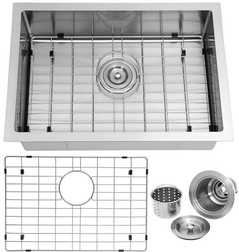 Kitsitchen 58,4 x 40,6 cm Wohnmobil-Spüle, Unterbau-Edelstahl-Küchenspüle, 18 Gauge, Einzelbecken, Küchenspülen