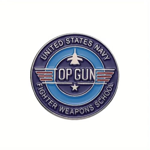 GBJUK Top Gun Fighter Pilot Emaille Anstecknadel Revers Abzeichen Brosche mit Schmetterlingsverschluss auf der Rückseite, Width: 28mm x Height: 28mm, Metall, 0