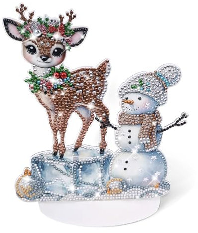 Diamond Painting Weihnachten Neu Erwachsene Beidseitig DIY, 5D Weihnachten Diamant Painting Weihnachtsdeko, Kristall DIY Diamant Innen Weihnachts Tischdeko Geschenk (Weihnachtsschneemann und Elch)