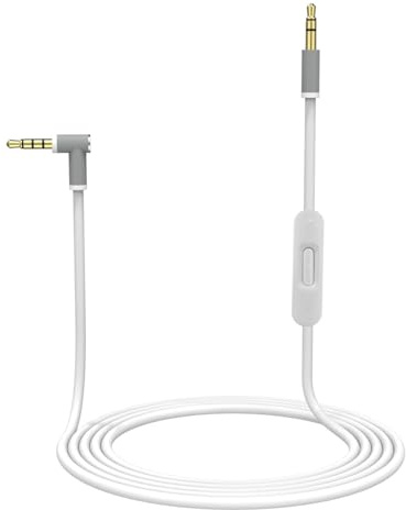 Ersatz Audiokabel Aux Kabel | 1,4 Meter mit Inline Mikrofon und Steuerung | Kompatibel mit Beats by Dr. Dre Kopfhörern Solo Studio Pro Detox Wireless Mixr Executive Pill (Weiß)