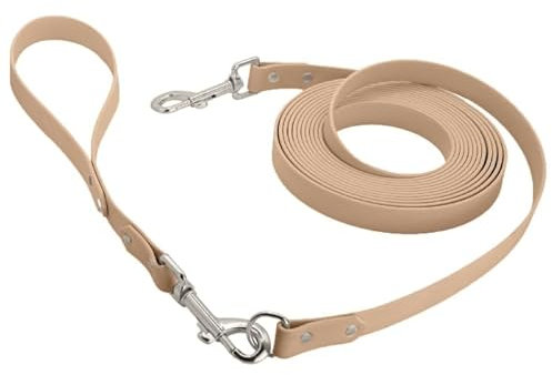 Petbo 7m Biothane Schleppleine 19mm mit abnehmbaren Kurzführer (ohne Handschlaufe/Kein Verheddern) Extra Breite 19mm für Mittelgroße & Große Hunde (Beige - Biothane)