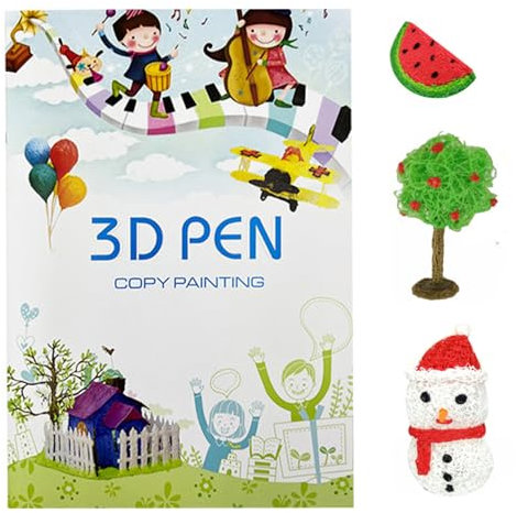 Fiyeur 3D Stift Vorlage, 3D Druckstift Vorlage, 3D Pen Vorlage, 3D Druck Zeichenbuch, 3D Stift Vorlagen Buch, 3D Stift Zubehör für Kinder, 40 Muster, mit Transparenten Platten(1 Pc)