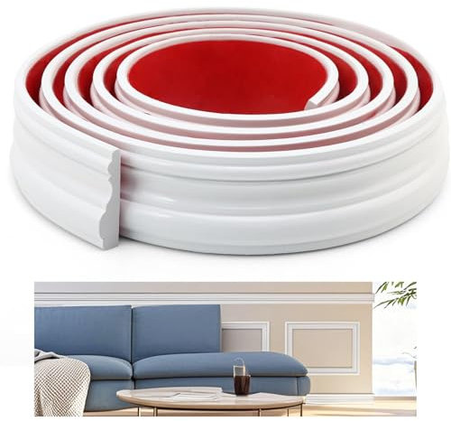 Peel and Stick Wall Panels, Panelling Kit, Stick on Panelling for Walls, Dado Rail Self Adhesive, Moulding Trim for Mirror Frame, Wall Protection and Home DIY Decoration White 5.5m/4cm