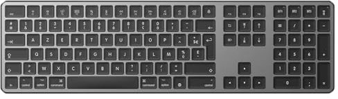 OMOTON Tastiera Bluetooth per Mac, tastiera wireless ricaricabile multi-dispositivo con 3 canali Bluetooth per Apple Mac Pro/Mini, MacBook Pro/Air, iMac Pro, AZERTY francese, grigio scuro
