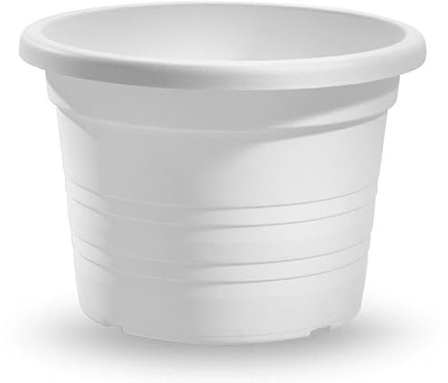 mille idee Vaso fioriera cilindro in plastica resistente da giardino 60 cm colore bianco
