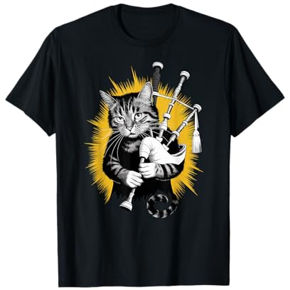 Cornemuse Rockstar Piper Cat sur chat T-Shirt