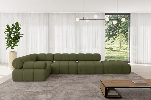 ALTDECOR Modulares Sofa Ecksofa in L-Form Corner modular Sofa Eckcouch Couch Wohnlandschaft Cauchsofa Polstersofa Felto-L2-380x190x70 cm Grün