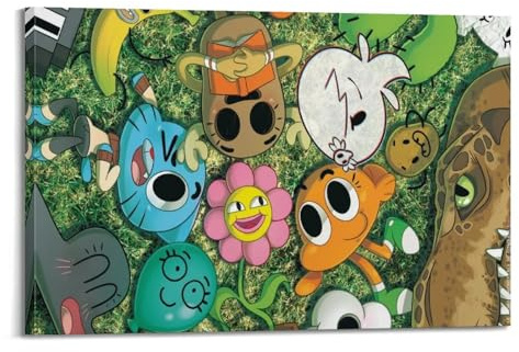 SADRUERE Poster The Amazing World of Gumball, Anime-TV-Show-Poster, dekoratives Gemälde, Leinwand, Wandposter und Kunstdruck, moderne Familienschlafzimmer-Dekoration, Poster, 60 x 90 cm