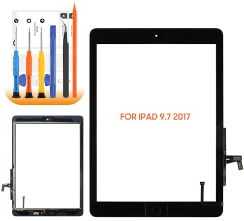 AGCUT Screen Replacement for iPad 5 Touch Screen for iPad 5th Gen 2017 A1822 A1823 9.7 inch Touchscreen Digitizer Glass Panel with Repair Tools, with Home Button (Black)