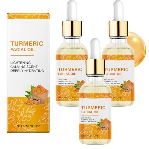 Turmeric Oil Facial Serum, Natural Turmeric Oil, Improves Dullness, Diminishes Spots, Deeply Moisturises, Bright Skin, Smooth Anti-Wrinkle Fine Lines, Improve Skin Tone, For All Skin Types (3pcs)