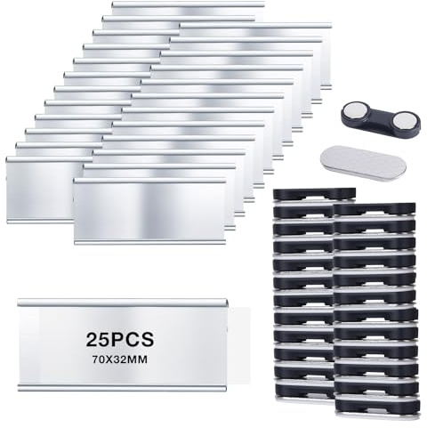Namensschilder für Kleidung Magnet, Namensschilder 25 Stück (70 * 32 mm), 3-in-1-Design, Wiederverwendbar, Geeignet für Arbeit, Ausstellungen, Restaurants oder Schulen