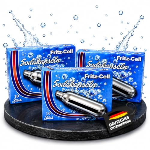 NEMT CO2 Sodakapseln 8 g für Sodamaker und Soda Siphon aus Stahl – 30 Stück