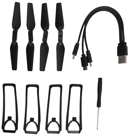Keenso Drohnenteile, Faltbare Quadrocopter-Ersatzteile, Drohnen-Wartungsset, Ersatzpropeller, Schutzabdeckungen mit Ladekabel für E88 E99 E100 K3