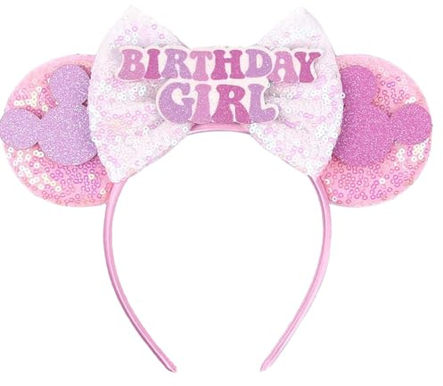 Generisch Rosa Minnie Ohren Haarschmuck, Maus Stirnband für Frauen Mädchen (Geburtstagskind-Rosa)