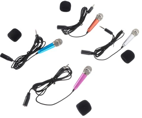 YUYUETIME 4Pcs Portable Mini Voice Recording Microphones Lightweight for Laptop Phone Tablet Compatible with Song Software Karaoke Singing Accessories