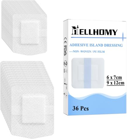 36 Pcs Non-Woven Adhesive Wound Dressings with Absorbent Pad-6x7cm, 9x12cm | Sterile Adhesive Dressing Plasters for Wounds First Aid, Individually Wrapped