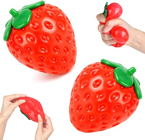 2 Pcs Fresa Squishy Juguete Sensorial Fidget Stress Ball, Squishy Antiestrés Suave De Recuperación Lenta para Aliviar La Ansiedad, Pelota Antiestrés para Niños Y Adultos Oficina Familia