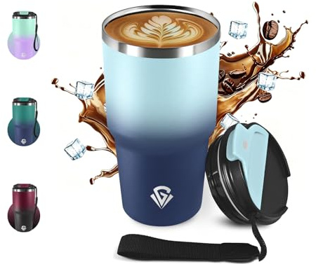 JAPORIA Taza Térmica 600ml 20oz, Vaso Termo Cafe para llevar 304, Botella Agua Acero Inoxidable, Doble Pared Vaso Termico, Termo Café Hermética al Vacío con Tapa para Viaje, Gimnasio, Oficina, Correr