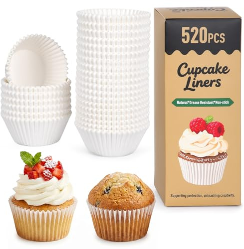 Alyvisun 520 Pirottini per muffin carta, pirottini in carta per la cottura | involucri per mini cupcake, resistenti al grasso per muffin, cupcake, fairy cakes, feste e uso quotidiano