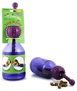 PetSafe Busy Buddy Tug-A-Jug Meal-Dispensing Dog Toy Use with Kibble or Treats,Blues & Purples,M/L