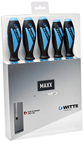 Witte 653866 Maxxpro-Schraubendreher-Satz 5-teilig, SB/PZ 1/PZ 2 in Kartonverpackung