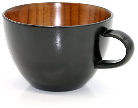 OYL Jujube Wood Big Coffee Mugs,Japanese Natural Wood Soup Bowls,Handcraft Beer Mugs with Handle,Scald-Proof,Healthy and Eco-Friendly,400 ml