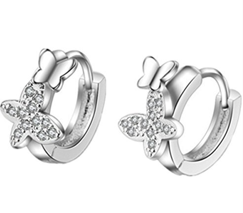 chenyesun Ohrringe Damen Mädchen 925 Sterling Silber Ohrstecker Zircon Schmetterling Creolen aus echte 925 Sterling Silber für Party Schmuck