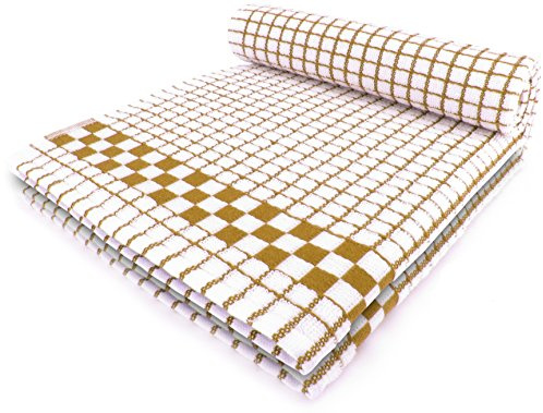 Fecido Classic Kitchen Tea Towels - Heavy Duty - Super Absorbent - 100% Cotton - Professional Grade Dish Cloths - European Made Tea Towels - Set of Two, Brown