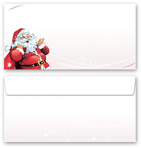 10 Briefumschläge Weihnachten, BRIEF AN DEN WEIHNACHTSMANN DIN LANG (220x110 mm) | Paper-Media