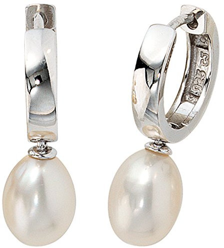 Jobo Damen-Creolen aus 925 Silber mit Perlen Oval