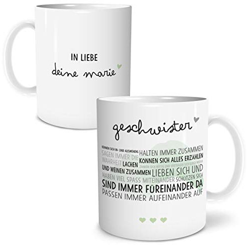 OWLBOOK® Personalisierte Geschenke für Frauen Tasse Personalisiert Name Geschwister Tasse mit Spruch Geschenke Geschenkideen für Schwester zum Geburtstag Keramik 300 ml
