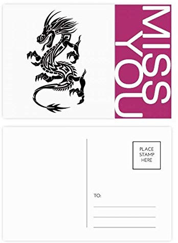 Drachen-Postkarten-Set mit Grain-Silhouette, 20 Stück