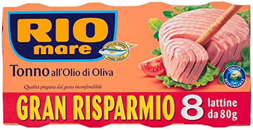Rio Mare - Tonno all'Olio di Oliva, Qualità Pinne Gialle, 8 Lattine da 80g
