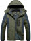 GEMYSE Herren Wasserdichte Berg-Skijacke Winddichte Fleece Outdoor-Winterjacke mit Kapuze (Armeegrün Grau,S)