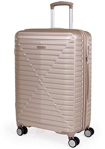 london Fog ABS Hartschalenkoffer - Reisegepäck mit 8 Spinner-Rädern | Teleskop-Zuggriff | TSA Sicherheitsschlösser LFL005, champagnerfarben, M, Koffer