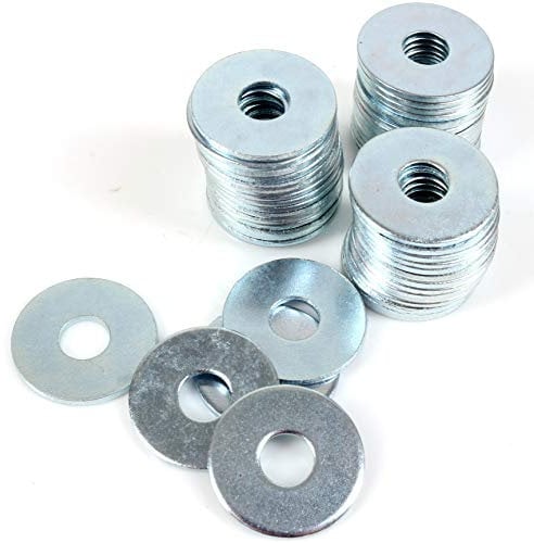 50 arandelas pequeñas de reparación de Penny M6 x 20 mm, acero chapado en zinc, ancho, grueso y plano