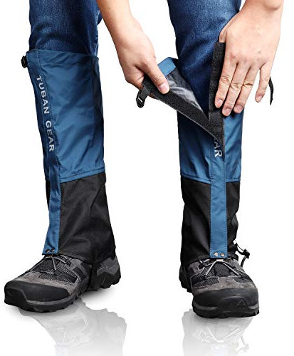 Outdoor Gamaschen, wasserdichte Staubdicht Einstellbare Atmungsaktive Beinschutz Gaiter für Outdoor-Hosen zum Wandern, Klettern,Trekking, Schneewandern 1 Paar (Blau, L)