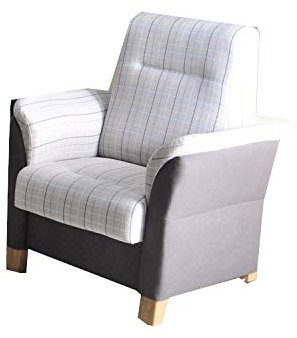 MOEBLO Sessel gepolstert - Polsterstuhl für Esszimmer & Wohnzimmer - Lounge Sessel mit Armlehnen - Armlehnensessel Fernsehsessel Polstersessel Federkern - mit Design Füßen - Anna II (Grau)